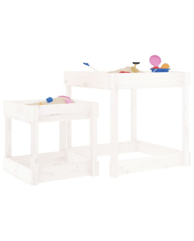 Tables à sable 2 pcs blanc bois de pin massif | Mobilier & Déco