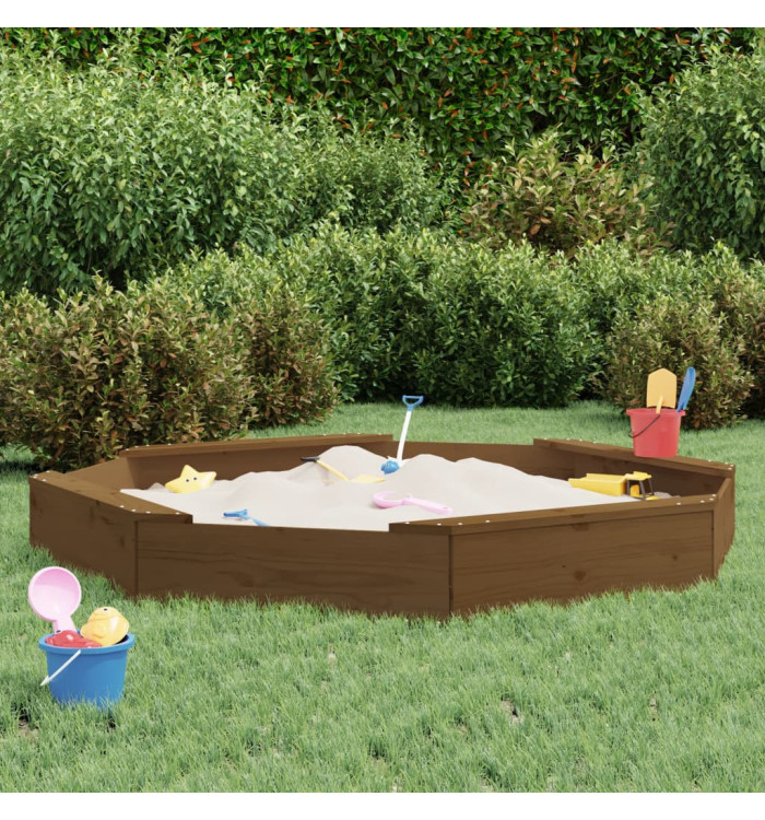 Bac à sable avec sièges marron miel octogone bois de pin massif | Mobilier & Déco
