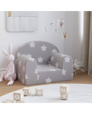 Canapé pour enfants gris clair avec étoiles peluche douce | Mobilier & Déco