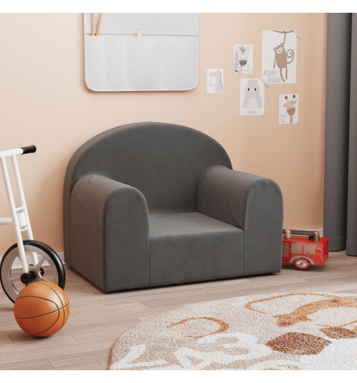 Canapé pour enfants anthracite peluche douce | Mobilier & Déco