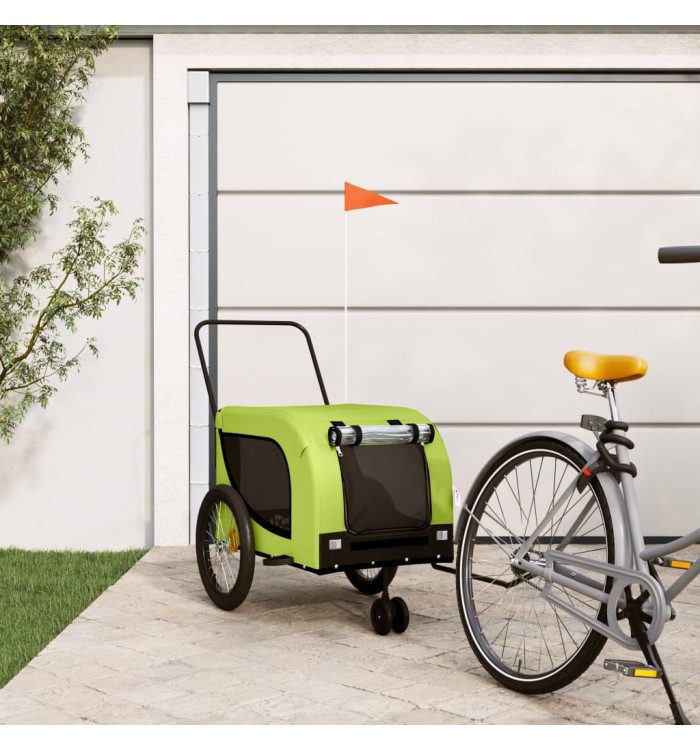 Remorque de vélo pour animaux de compagnie vert et noir | Mobilier & Déco