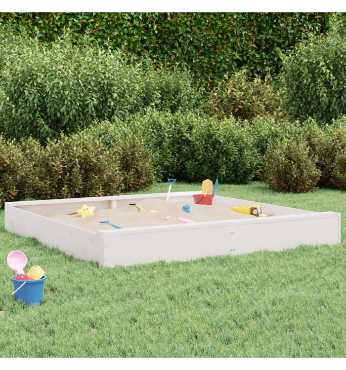 Bac à sable avec sièges blanc carré bois de pin massif | Mobilier & Déco