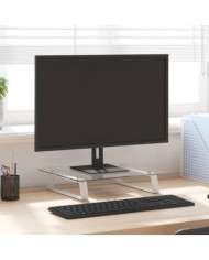 Support de moniteur blanc 40x35x8 cm verre trempé et métal | Mobilier & Déco