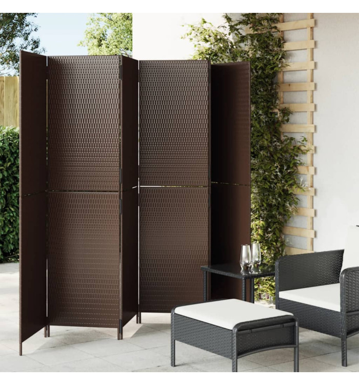 Cloison de séparation 6 panneaux marron résine tressée | Mobilier & Déco