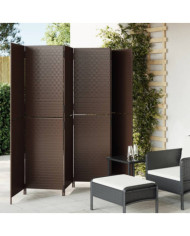 Cloison de séparation 6 panneaux marron résine tressée | Mobilier & Déco