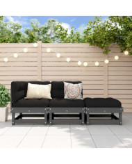 Salon de jardin 3 pcs gris bois massif de pin | Mobilier & Déco