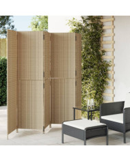 Cloison de séparation 5 panneaux beige résine tressée | Mobilier & Déco