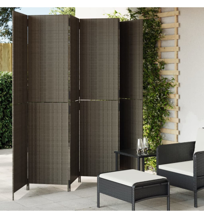 Cloison de séparation 6 panneaux gris résine tressée | Mobilier & Déco