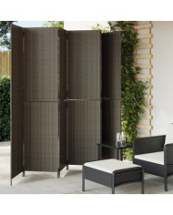 Cloison de séparation 6 panneaux gris résine tressée | Mobilier & Déco