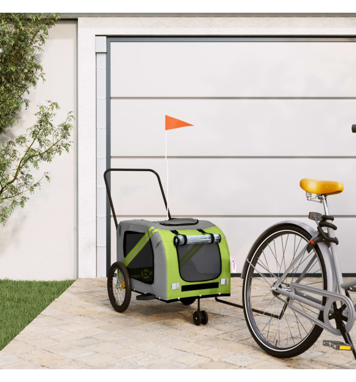Remorque de vélo pour animaux de compagnie vert et gris | Mobilier & Déco