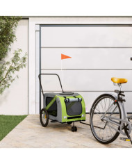 Remorque de vélo pour animaux de compagnie vert et gris | Mobilier & Déco