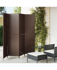 Cloison de séparation 4 panneaux marron résine tressée | Mobilier & Déco