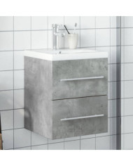 Armoire lavabo de salle de bain avec bassin intégré gris béton | Mobilier & Déco