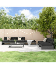 Salon de jardin 6 pcs Gris Bois de pin massif | Mobilier & Déco