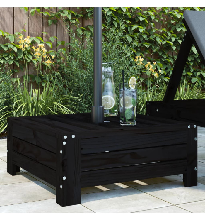 Couvercle de base de parasol noir bois massif de pin | Mobilier & Déco