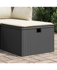 Tabouret de jardin avec coussin noir 55x55x37 cm résine tressée | Mobilier & Déco