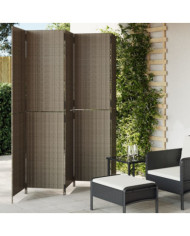 Cloison de séparation 5 panneaux gris résine tressée | Mobilier & Déco