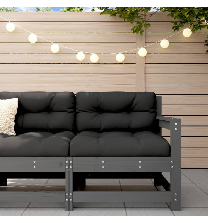 Canapé d'angle de jardin gris bois de pin massif | Mobilier & Déco