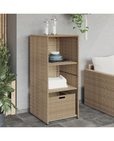 Armoire de rangement de jardin beige 50x55x115cm résine tressée | Mobilier & Déco