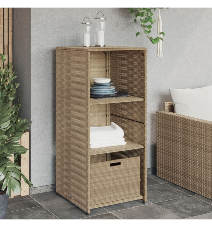 Armoire de rangement de jardin beige 50x55x115cm résine tressée | Mobilier & Déco