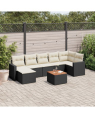 Salon de jardin 8 pcs avec coussins noir résine tressée | Mobilier & Déco