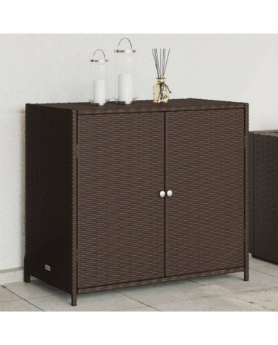 Armoire de rangement de jardin marron 83x45x76cm résine tressée | Mobilier & Déco