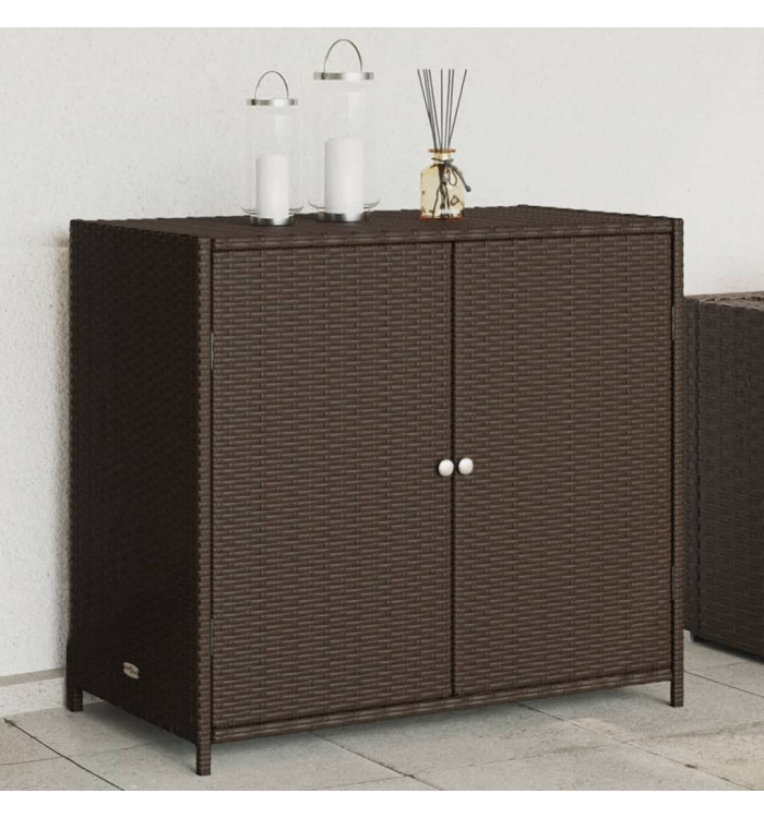Armoire de rangement de jardin marron 83x45x76cm résine tressée | Mobilier & Déco