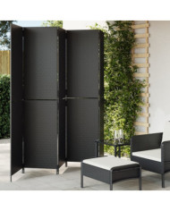 Cloison de séparation 5 panneaux noir résine tressée | Mobilier & Déco