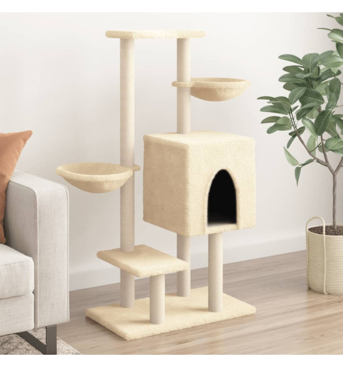 Arbre à chat avec griffoirs en sisal crème 117 cm | Mobilier & Déco