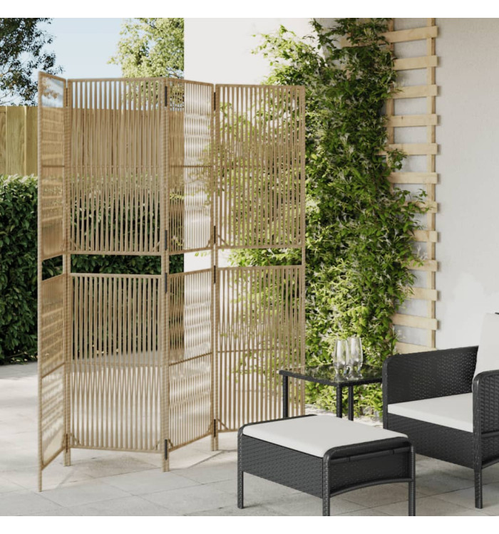 Cloison de séparation 4 panneaux beige résine tressée | Mobilier & Déco