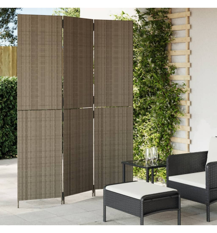 Cloison de séparation 3 panneaux gris résine tressée | Mobilier & Déco