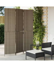 Cloison de séparation 3 panneaux gris résine tressée | Mobilier & Déco