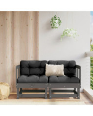 Canapés d'angle de jardin 2 pcs gris bois de pin massif | Mobilier & Déco