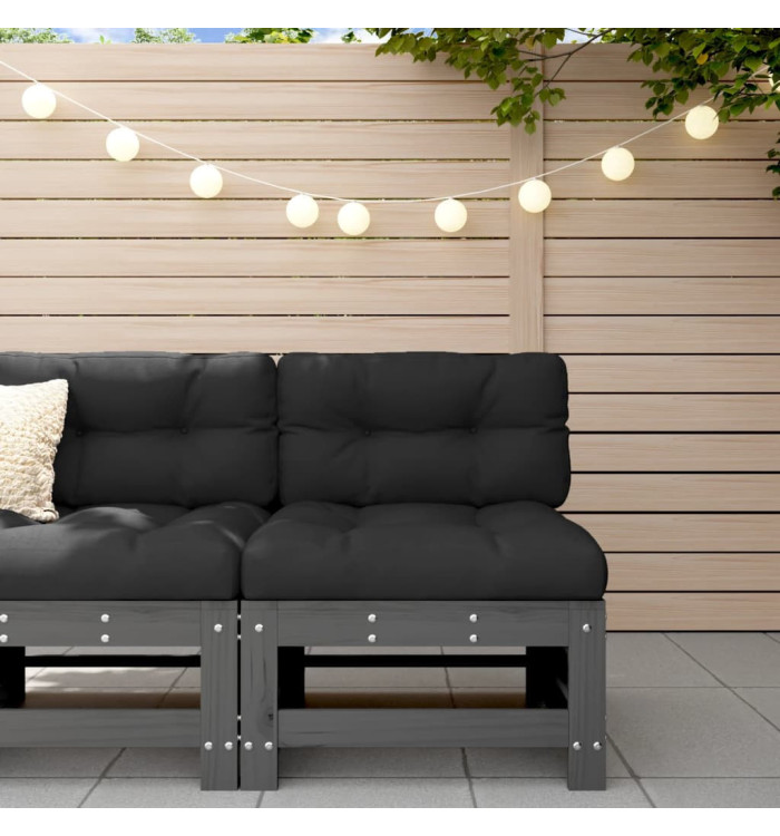 Canapé central de jardin gris bois de pin massif | Mobilier & Déco