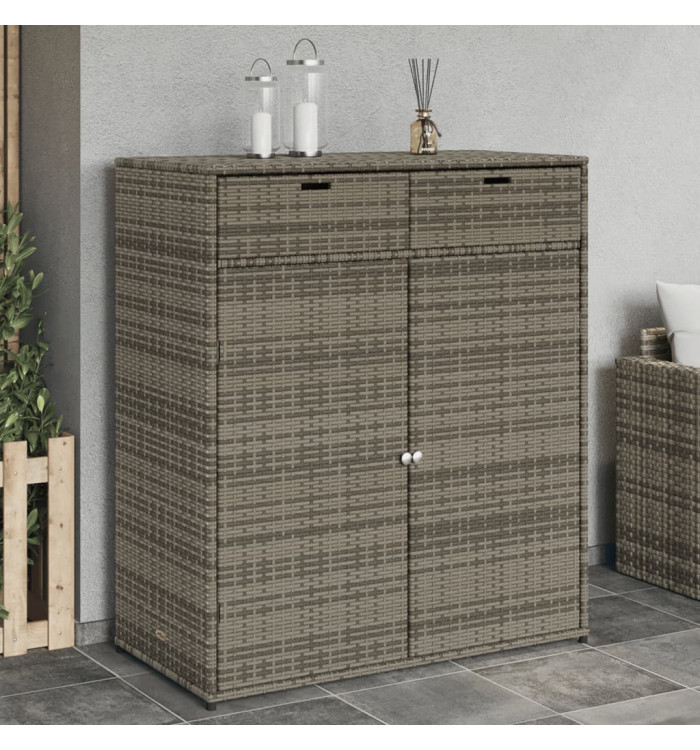 Armoire de rangement de jardin gris 105x55x113cm résine tressée | Mobilier & Déco
