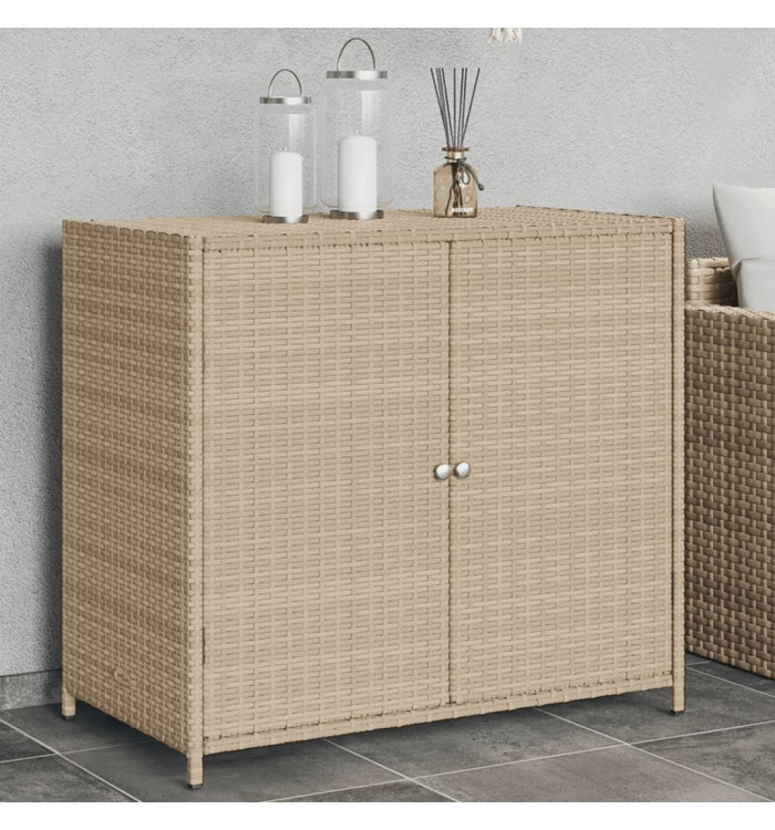 Armoire de rangement de jardin beige 83x45x76 cm résine tressée | Mobilier & Déco
