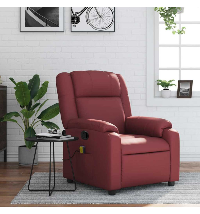Fauteuil de massage inclinable Rouge bordeaux Similicuir | Mobilier & Déco