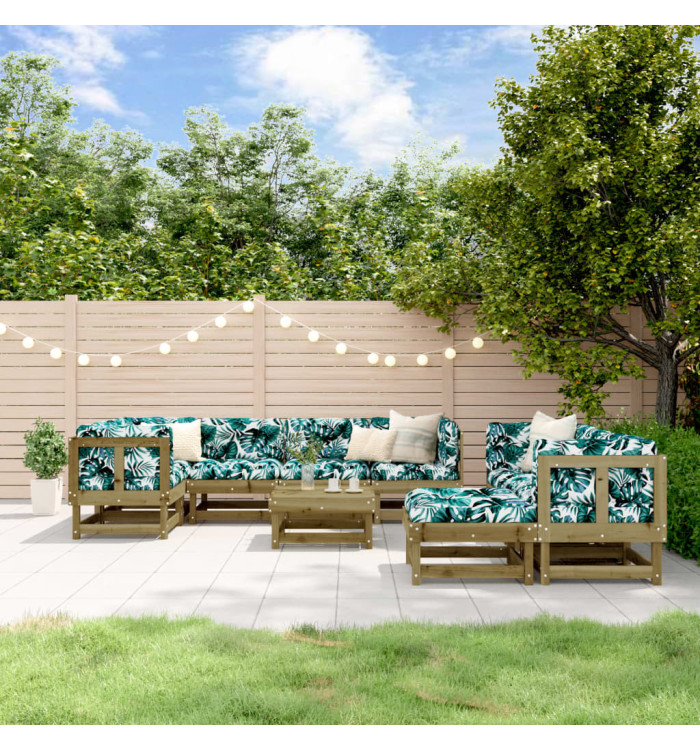 Salon de jardin 10 pcs bois de pin imprégné | Mobilier & Déco