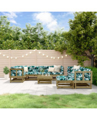 Salon de jardin 10 pcs bois de pin imprégné | Mobilier & Déco