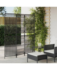 Cloison de séparation 3 panneaux noir résine tressée | Mobilier & Déco