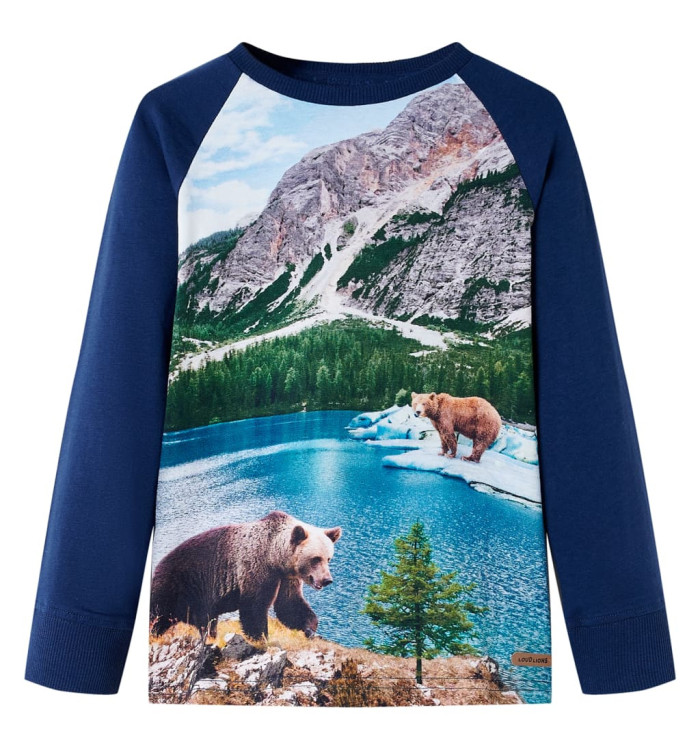 T-shirt enfants à manches longues bleu marine 116 | Mobilier & Déco