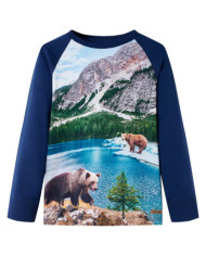 T-shirt enfants à manches longues bleu marine 116 | Mobilier & Déco