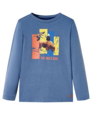 T-shirt enfants manches longues mélange bleu 128 | Mobilier & Déco