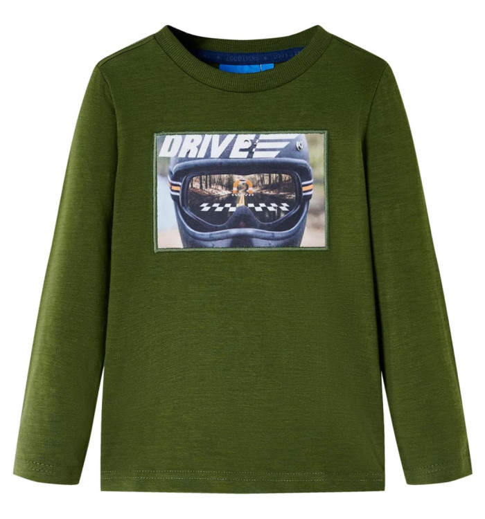 T-shirt enfants à manches longues kaki foncé 104 | Mobilier & Déco