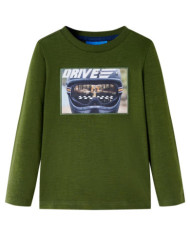 T-shirt enfants à manches longues kaki foncé 104 | Mobilier & Déco