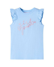 T-shirt enfants avec manches à volants bleu clair 104 | Mobilier & Déco