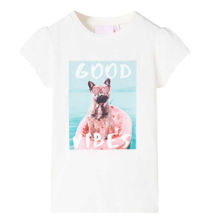 T-shirt pour enfants écru 128 | Mobilier & Déco