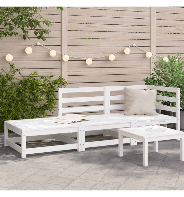 Canapé de jardin repose-pieds 2 places blanc bois massif de pin | Mobilier & Déco