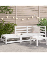 Canapé de jardin repose-pieds 2 places blanc bois massif de pin | Mobilier & Déco