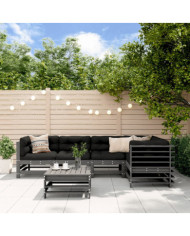 Salon de jardin 6 pcs Gris Bois de pin massif | Mobilier & Déco